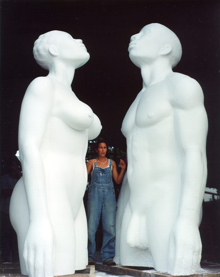 Carved styrofoam figures