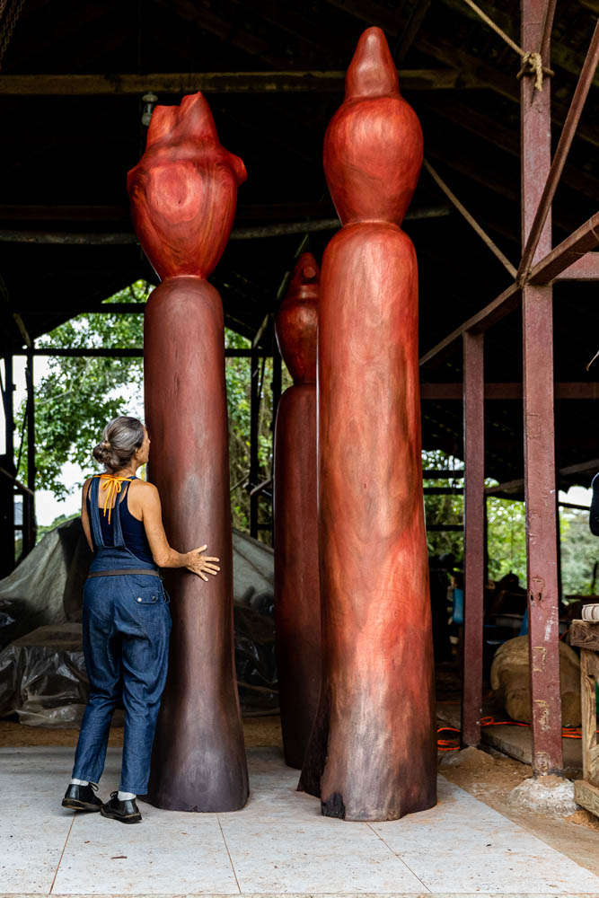 THREE GRACES, 2021, guango, sizes variable, with Laura in studio