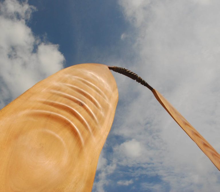 OAR FOR BA (Soul), 2010, mahogany, furniture fragments, 50" x 80"