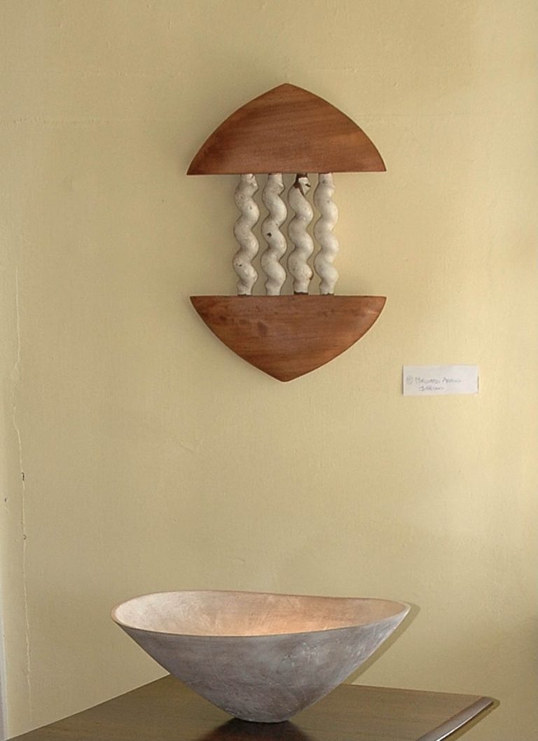 UPWARD ARROW, 2008, cedar and furniture fragments, 18"x12" WHITE CEDAR BOWL, 2008, cedar,